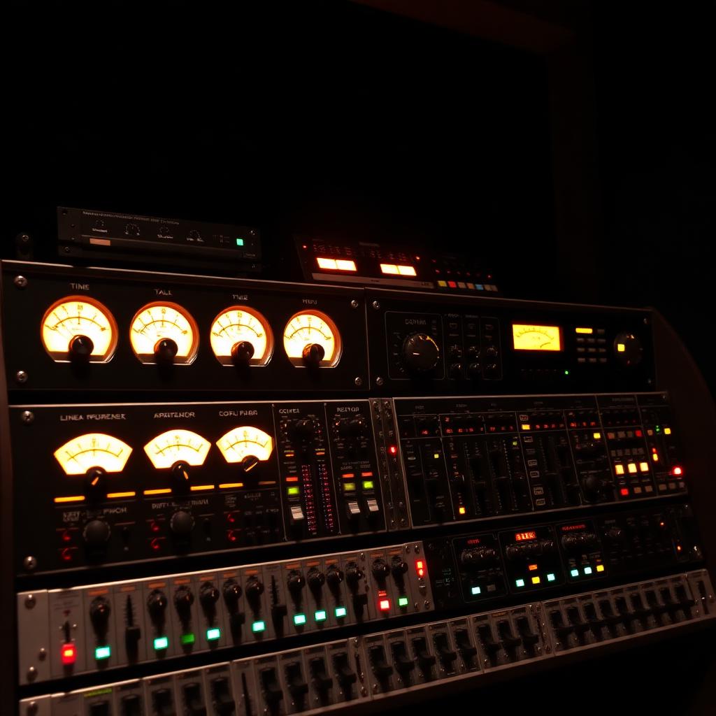 Outboard gear rack with VU meters