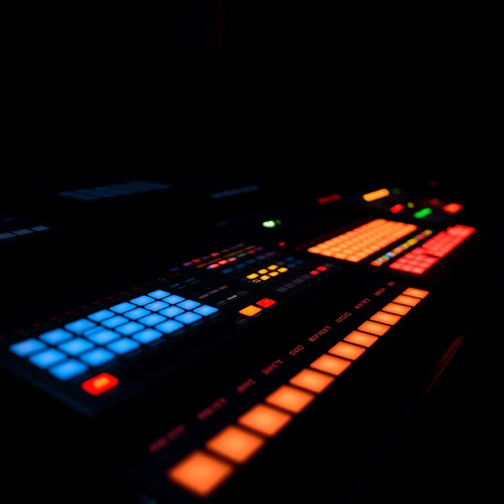 Drum machine with glowing pads
