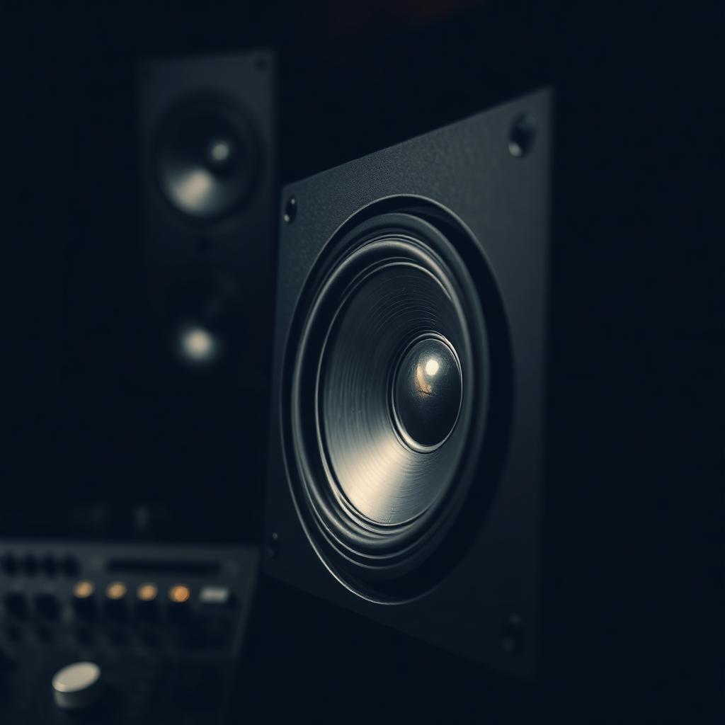 Near-field studio monitor close-up