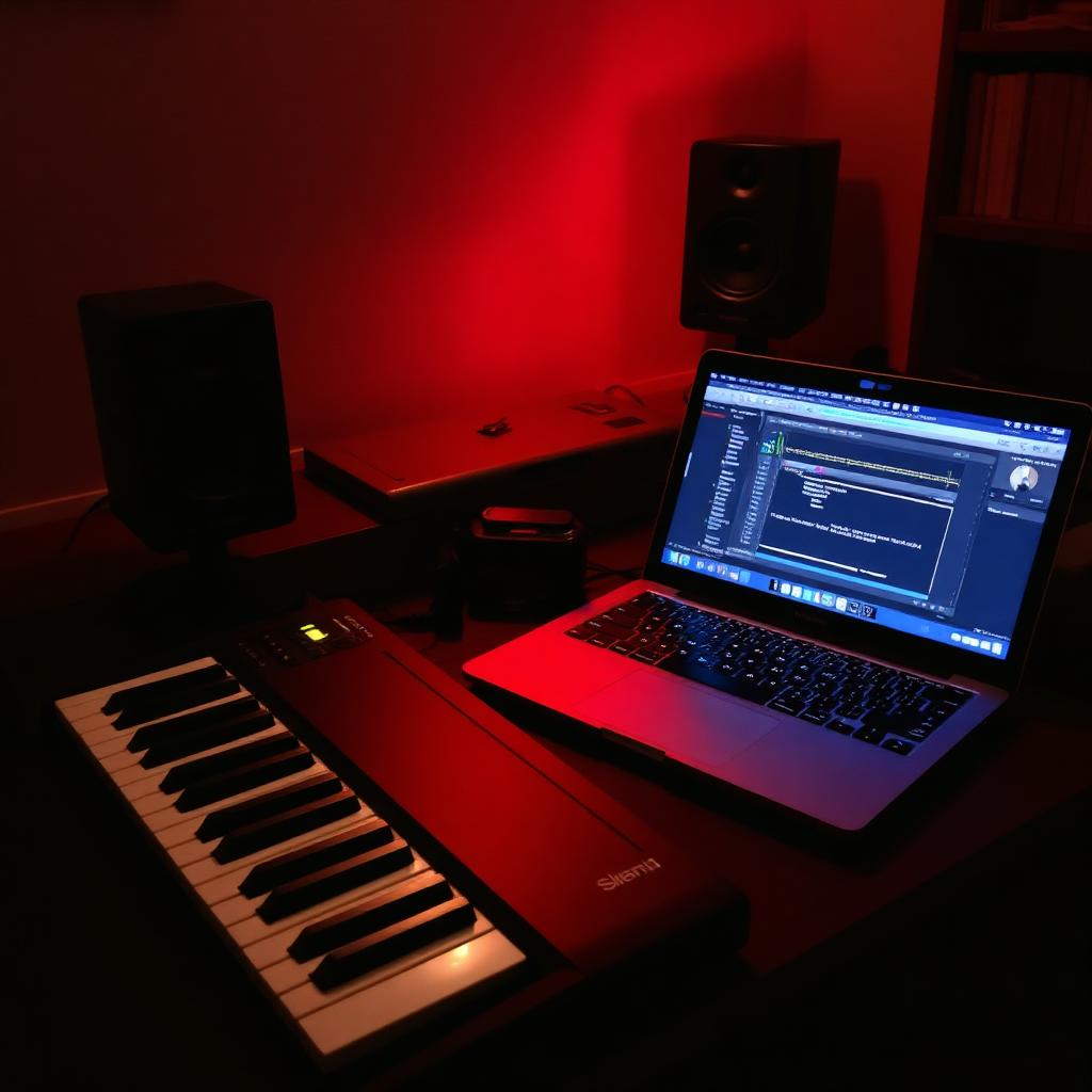 MIDI keyboard and laptop writing setup